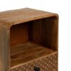 613011 Mesita de noche diseño rústico vintage 29 madera de mango cajones decorados