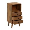 613011 Mesita de noche diseño rústico vintage 29 madera de mango cajones decorados
