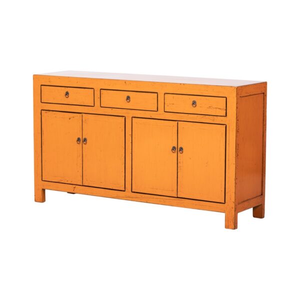 BF076 Aparador de diseño oriental 160 madera naranja con desgastes