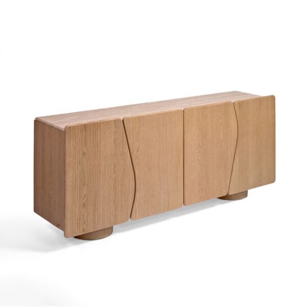 DRESDE Aparador de diseño moderno 190 madera roble claro puertas formas asimétricas