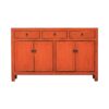 JN385 Aparador de diseño oriental 145 madera antigua naranja con desgastes