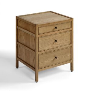Mesita de noche de diseño moderno madera de roble con 3 cajones