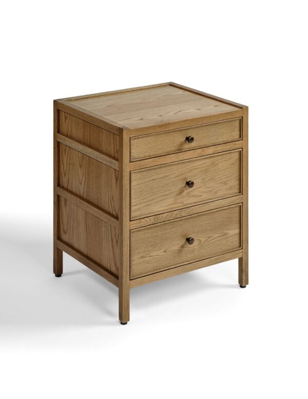 Mesita de noche de diseño moderno madera de roble con 3 cajones