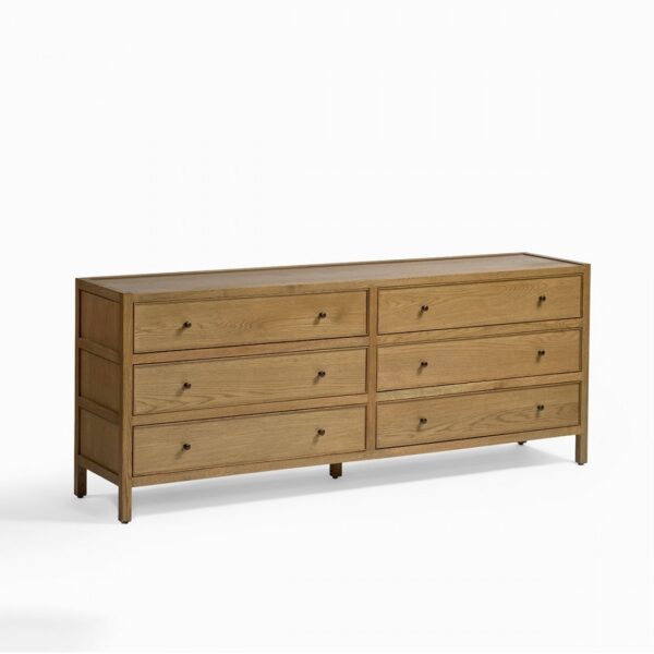 MARIO-6-NAT Cómoda de gran tamaño y diseño vintage colonial 200 madera roble natural