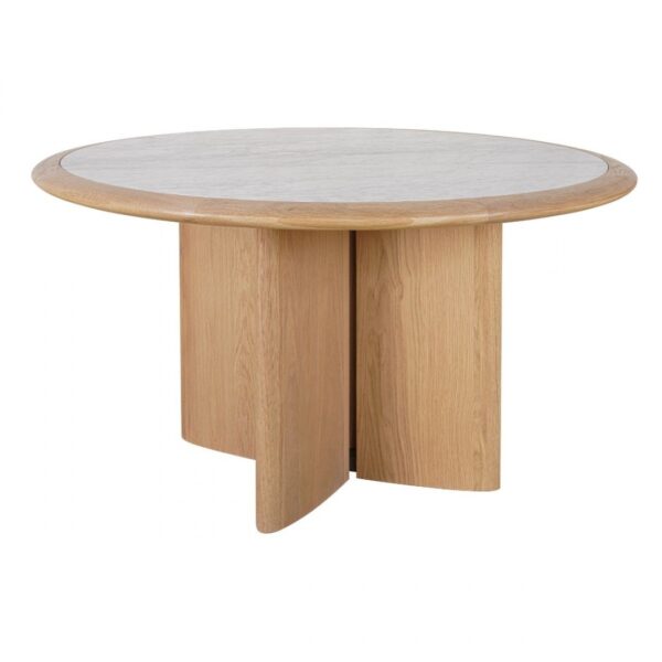 NAPOLI Mesa de comedor redonda diseño moderno 136 madera de roble y mármol