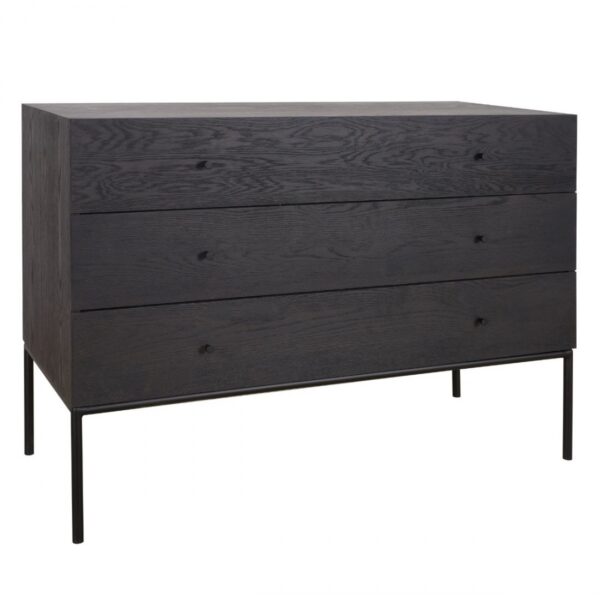 ROMA-1-B Cómoda de diseño moderno 110 madera black brown con metal negro