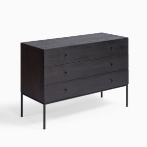 ROMA-1-B Cómoda diseño moderno 110 madera black brown con metal negro