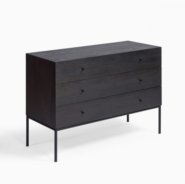 ROMA-1-B Cómoda diseño moderno 110 madera black brown con metal negro