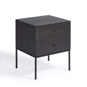 ROMA-B Mesita de noche de diseño moderno 50 madera black brown con metal negro