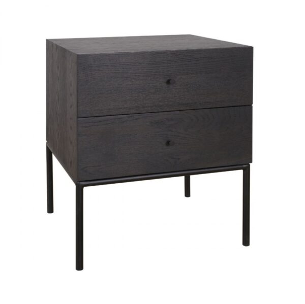 ROMA-B Mesita de noche diseño moderno 50 madera black brown con metal negro