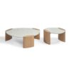 TRIESTE-1 Mesa de centro diseño moderno 71 madera de roble y mármol blanco