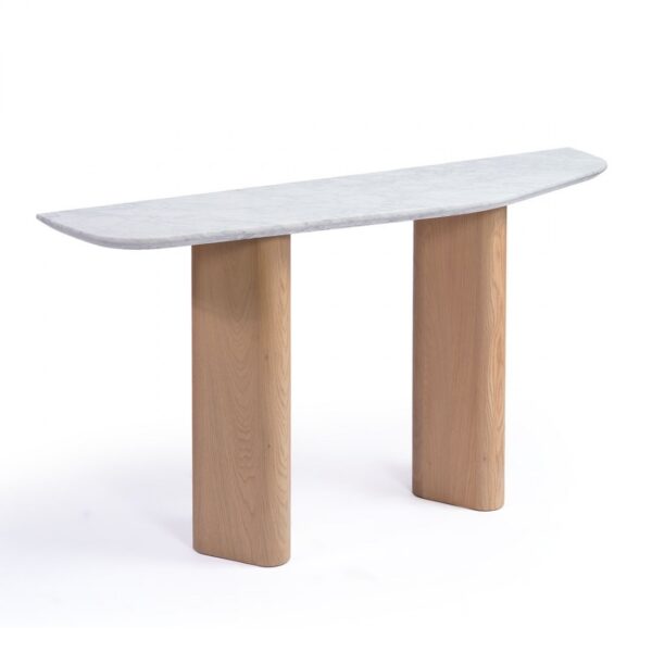 ULM Consola de diseño vintage 150 con madera de roble y sobre de mármol