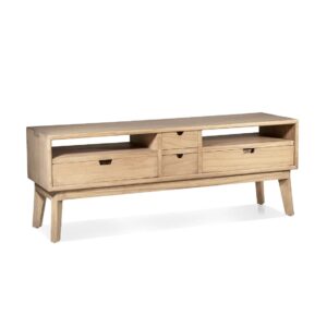 318010 Mueble de televisión de diseño nórdico SCANDI 140 madera mindi natural