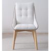 34DF2413C Silla de diseño moderno EVA tapizado marfil y patas madera de roble