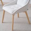 34DF2413C Silla de diseño moderno EVA tapizado marfil y patas madera de roble