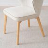 34DF2413C Silla de diseño moderno tapizado marfil y patas madera de roble