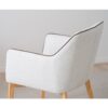 34DF2521 Silla con reposabrazos de diseño moderno MILAN tapizado marfil y patas de madera