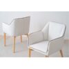 34DF2521 Silla con reposabrazos de diseño moderno MILAN tapizado marfil y patas de madera