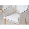 34DF2521 Silla con reposabrazos de diseño moderno MILAN tapizado marfil y patas de madera