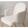 34IH2008C Silla con reposabrazos diseño moderno tapizado beige con ribete y patas madera