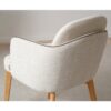 34IH2008C Silla con reposabrazos diseño moderno tapizado beige con ribete y patas madera