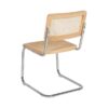 614515 Silla de diseño vintage metal plateado, madera y ratán