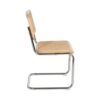 614515 Silla de diseño vintage metal plateado, madera y ratán