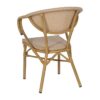 614715 Silla con reposabrazos diseño moderno textileno beige y aluminio acabado madera