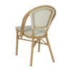 614718 Silla de diseño moderno textileno aguamarina y aluminio acabado madera