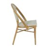 614718 Silla de diseño moderno textileno aguamarina y aluminio acabado madera