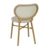 614720 Silla de diseño moderno textileno aguamarina y aluminio acabado madera