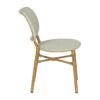 614720 Silla de diseño moderno textileno aguamarina y aluminio acabado madera