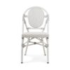 950905-BLA Silla de diseño vintage RIVOLI aluminio blanco y textil acabado blanco con gris