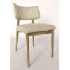 AGATHA Silla diseño moderno madera de roble y lino beige con costuras verticales