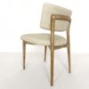 AGATHA Silla diseño moderno madera de roble y lino beige con costuras verticales