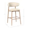 LUCA Taburete diseño nórdico moderno madera de roble y lino beige