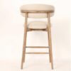 LUCA Taburete diseño nórdico moderno madera de roble y lino beige