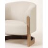 LUNA Sillón butaca diseño moderno lino beige y madera de roble formas redondeadas