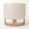 LUNA Sillón butaca diseño moderno lino beige y madera de roble formas redondeadas