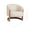 LUNA Sillón butaca diseño moderno lino beige y madera de roble formas redondeadas