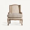 35396 Sillón de diseño clásico TULLE madera de mango y tapizado beige patrón de rombos