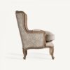35396 Sillón de diseño clásico TULLE madera de mango y tapizado beige patrón de rombos