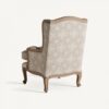 35396 Sillón de diseño clásico TULLE madera de mango y tapizado beige patrón de rombos