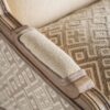 35396 Sillón de diseño clásico TULLE madera de mango y tapizado beige patrón de rombos