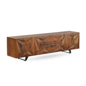 11481 Mueble de televisión diseño rústico industrial 177 madera de mango con volúmenes