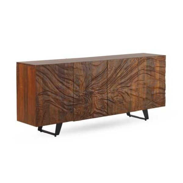 11482 Aparador de diseño rústico industrial 177 madera de mango relieve puertas