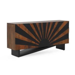 11488 Aparador de diseño moderno 160 madera de mango natural tallas rayas negro