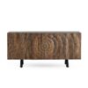 11490 Aparador de diseño rústico industrial 160 madera con tallas volúmenes flores