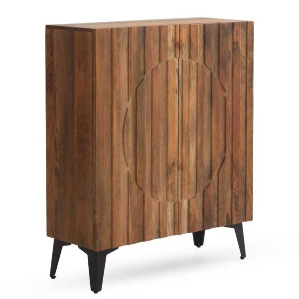 11494 Aparador de diseño rústico industrial 100 madera de mango con volúmenes y patas de metal