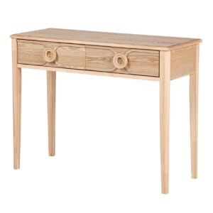 418020 Consola de diseño rústico nórdico 100 madera con detalle de ratán